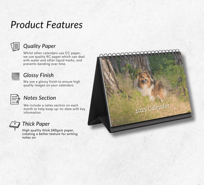 Shetland Sheepdog Desk Calendar 2025