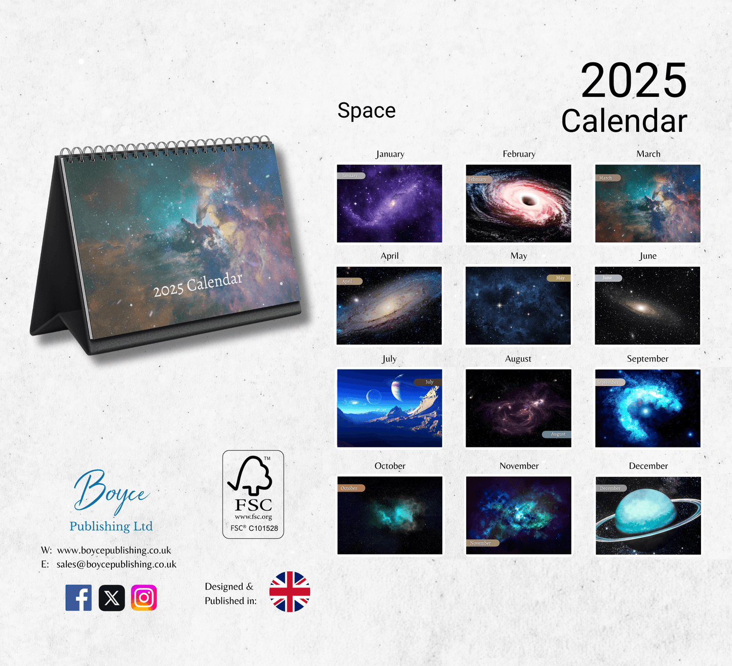 Space Desk Calendar 2025