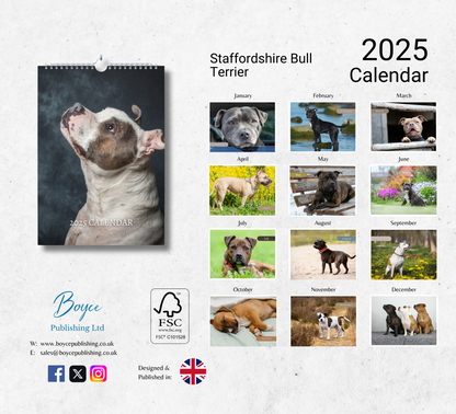 Staffordshire Bull Terrier Calendar 2025