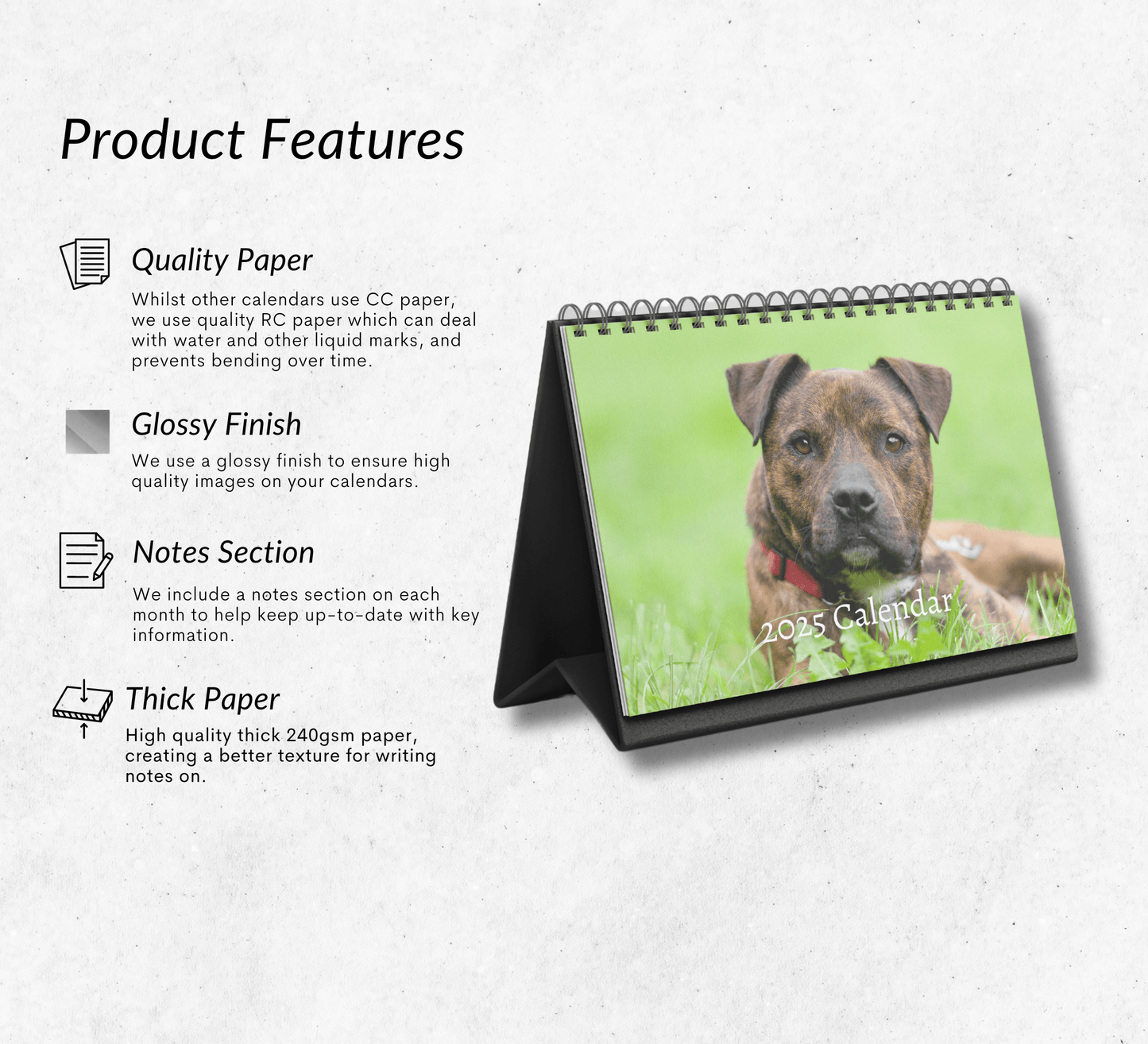 Staffordshire Bull Terrier Desk Calendar 2025