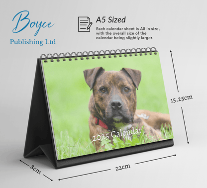 Staffordshire Bull Terrier Desk Calendar 2025