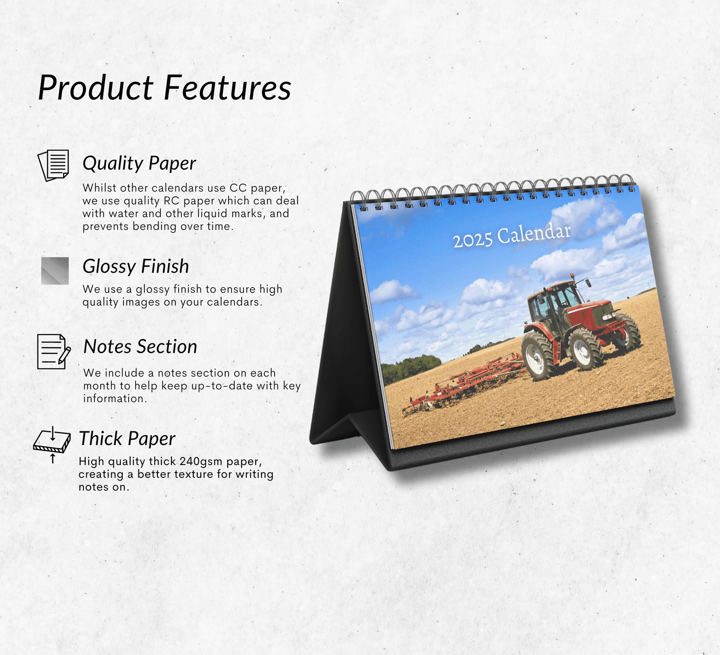 Tractors Desk Calendar 2025