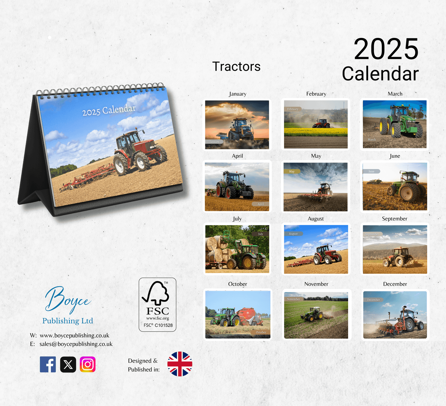 Tractors Desk Calendar 2025