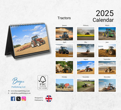 Tractors Desk Calendar 2025