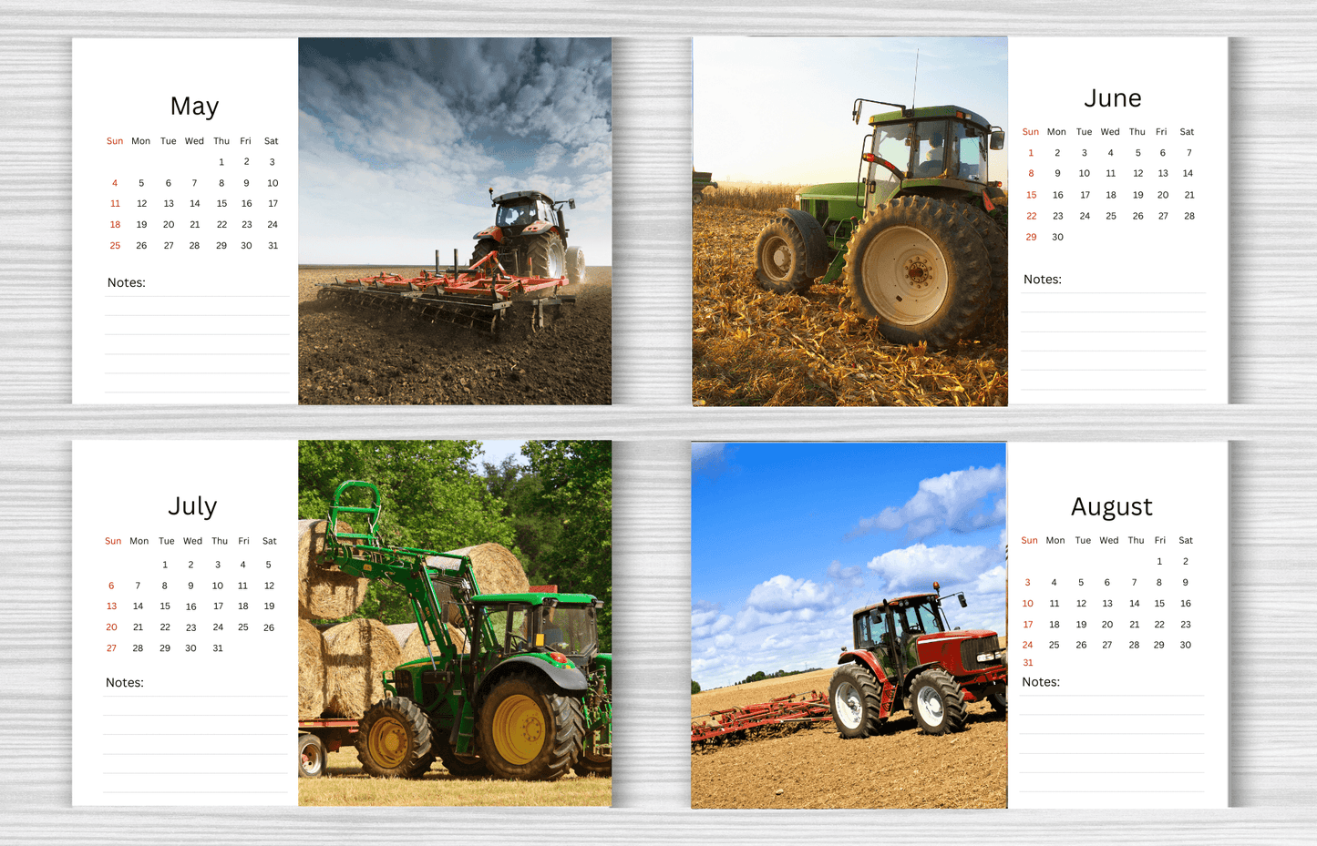 Tractors Desk Calendar 2025