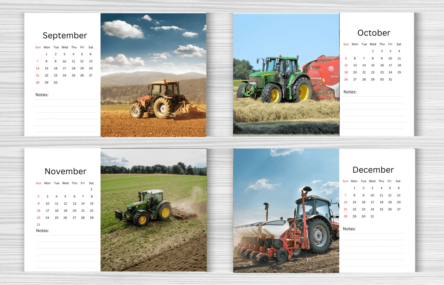 Tractors Desk Calendar 2025