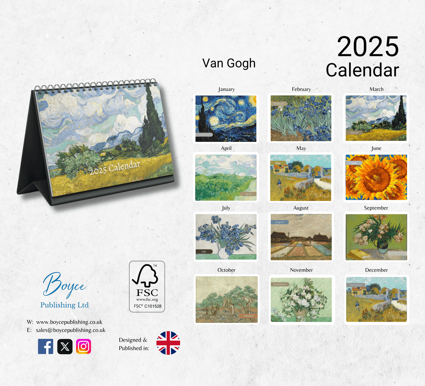 Van Gogh Desk Calendar 2025