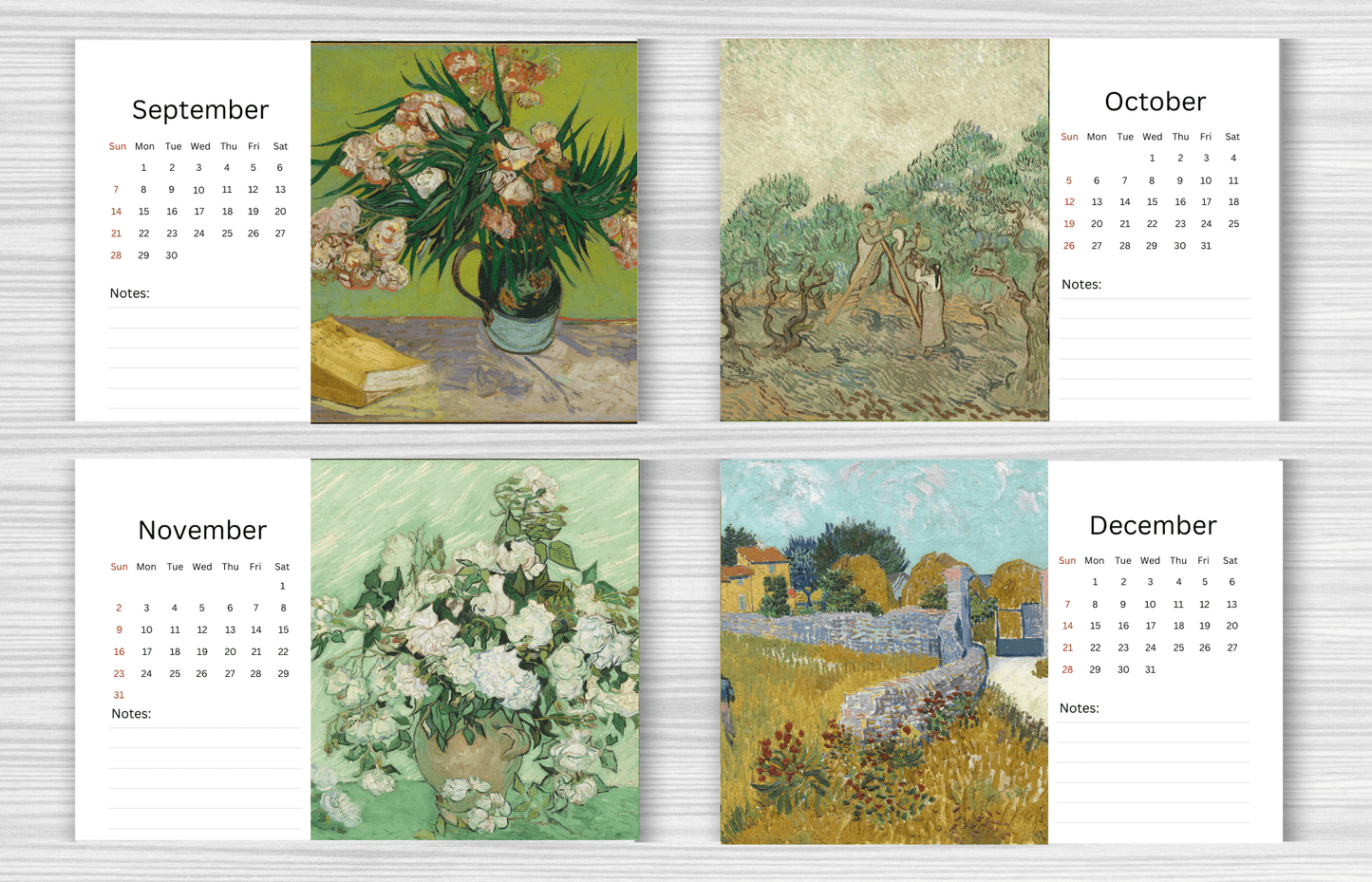 Van Gogh Desk Calendar 2025