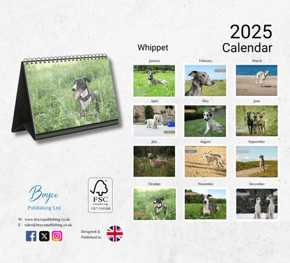 Whippet Desk Calendar 2025
